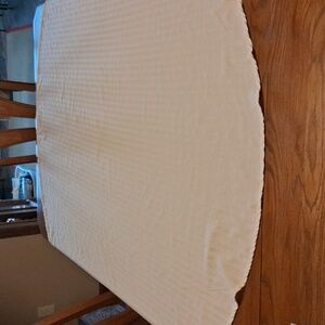 White Oval 66" X68" With Stripe Tablecloth.